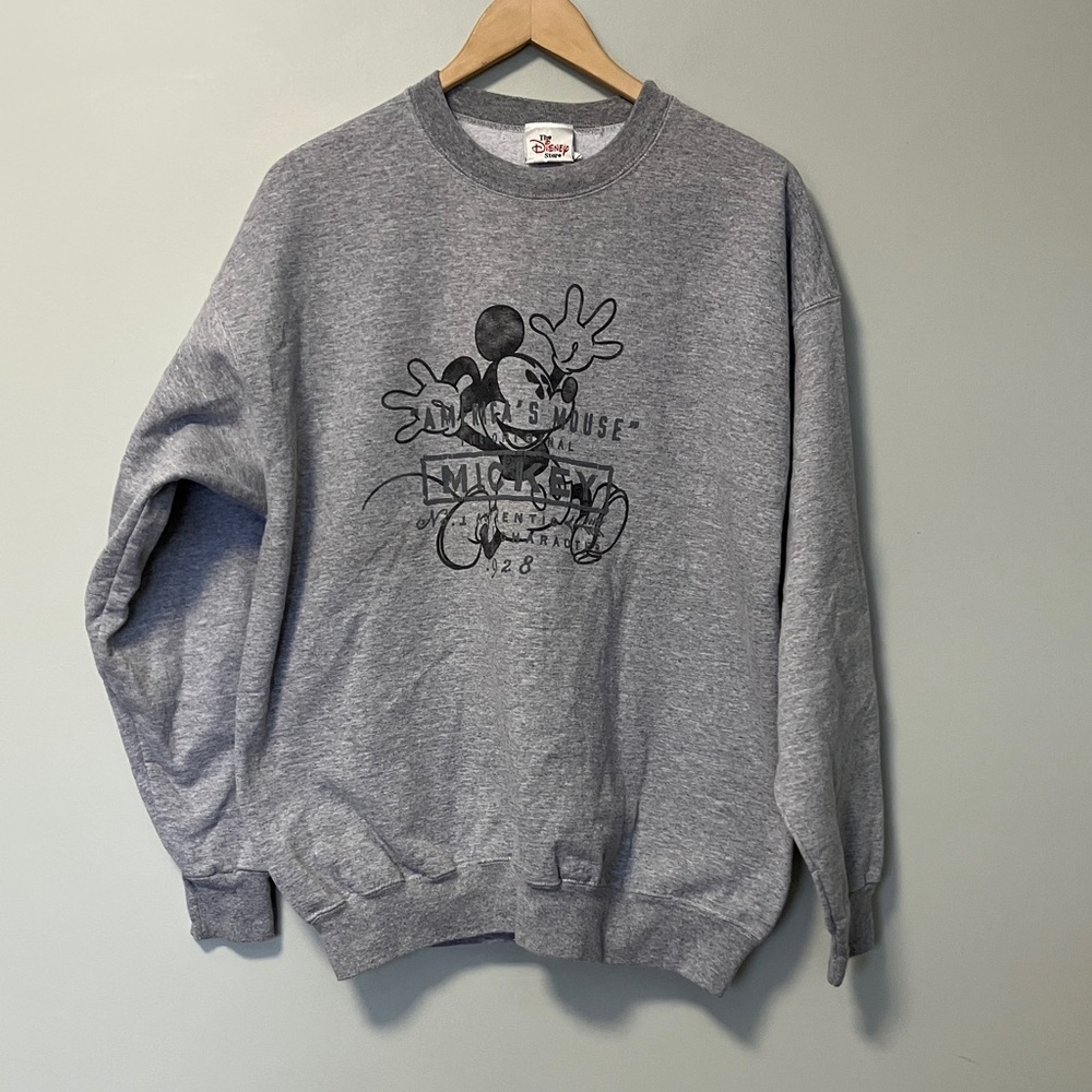 The Disney Store Vintage made in USA Gray Unisex Crewneck Sweater Mickey Mouse